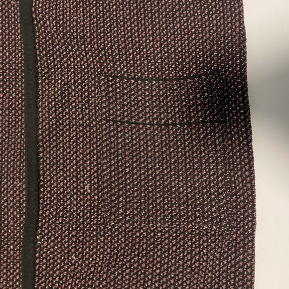 Zara Knit Open Front Longline Cardigan Sweater Duster Black Burgundy Gold S - Picture 4 of 6